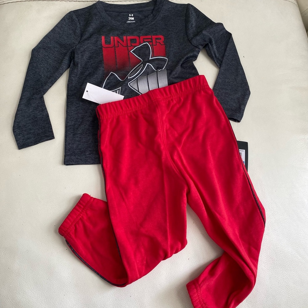 Under Armour Kids Set - Charcoal and Red